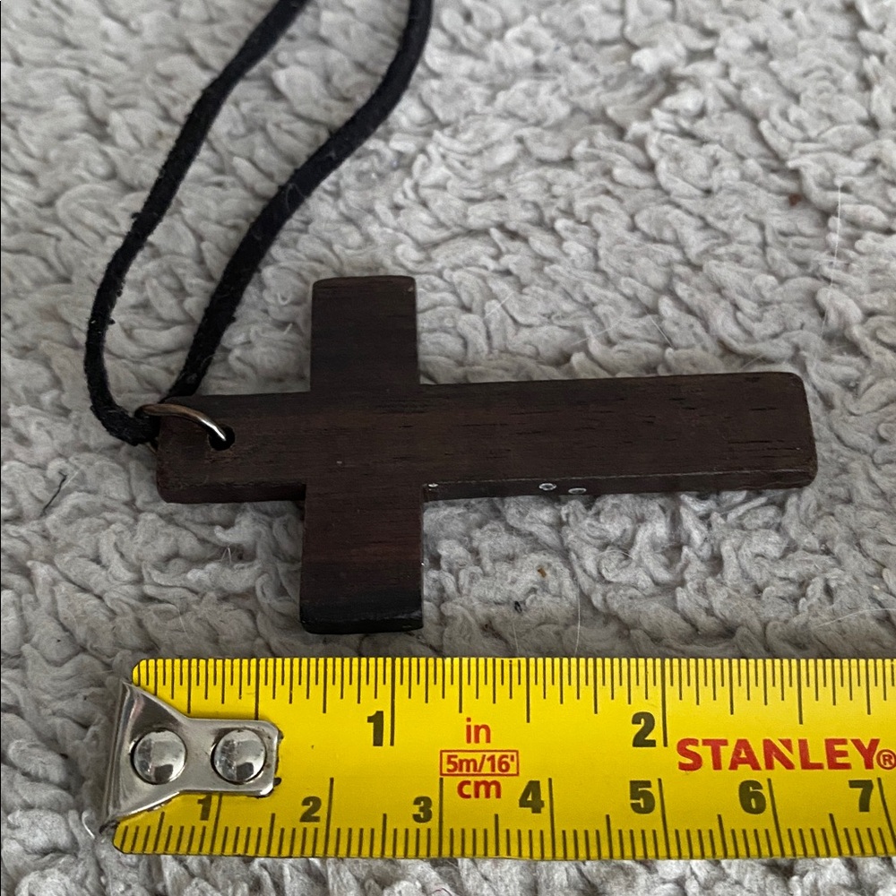 Simple Wood Cross Necklace With 19” black coard - Picture 3 of 3